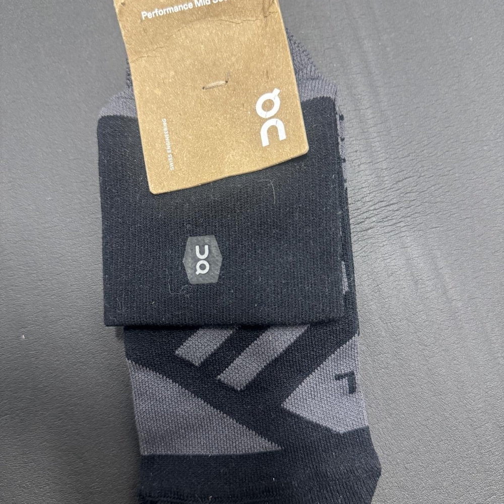 ON Performance Mid Stretch-jersey Socks Black And Grey Sz M - Picture 7 of 10